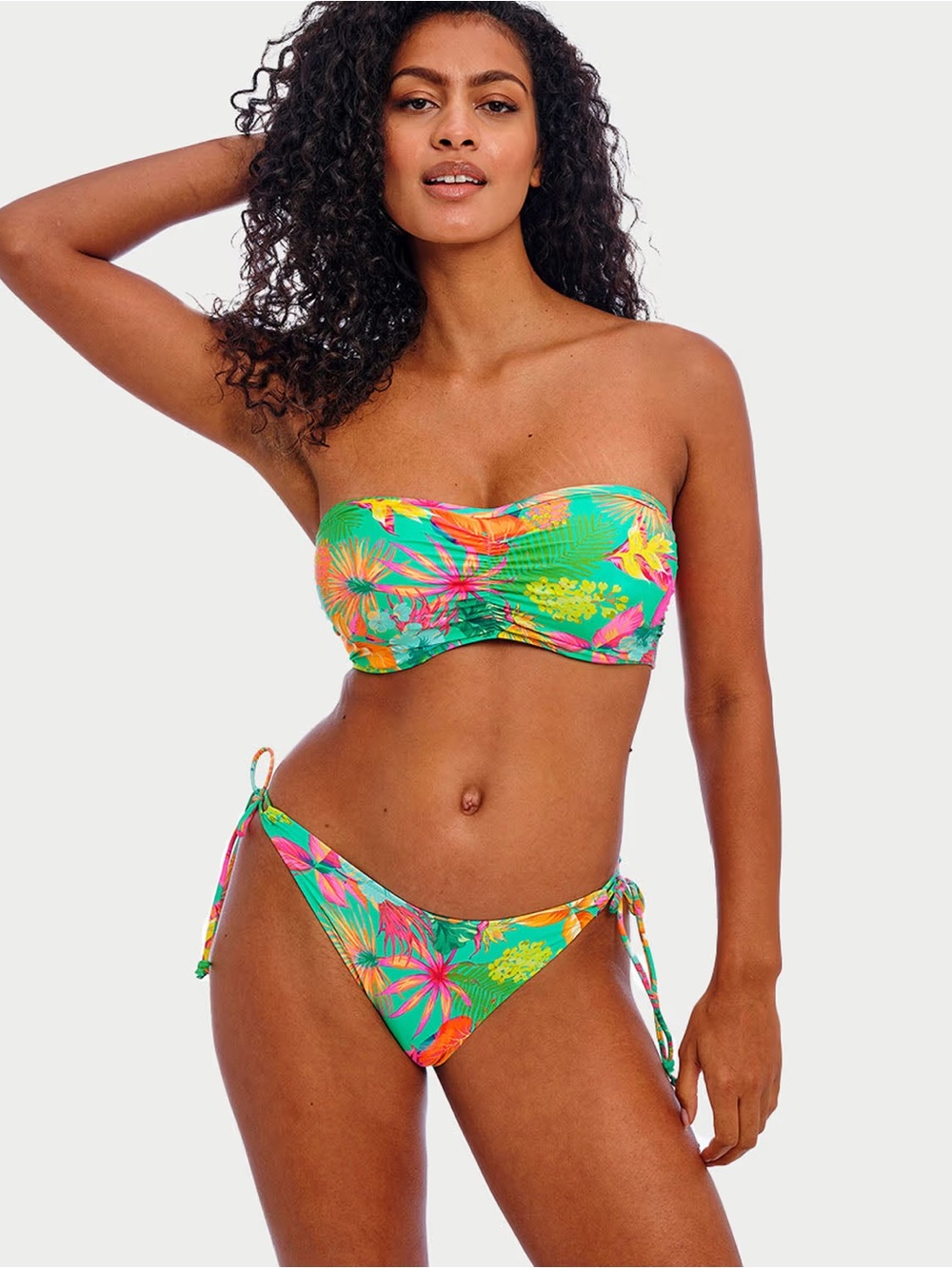 Freya Green Tropical Floral Bandeau Bikini